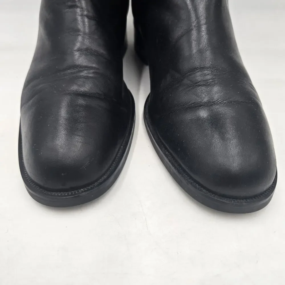 Etienne Aigner Legacy II Truffle Black Leather Size 9.5 Riding Boots Equestrian